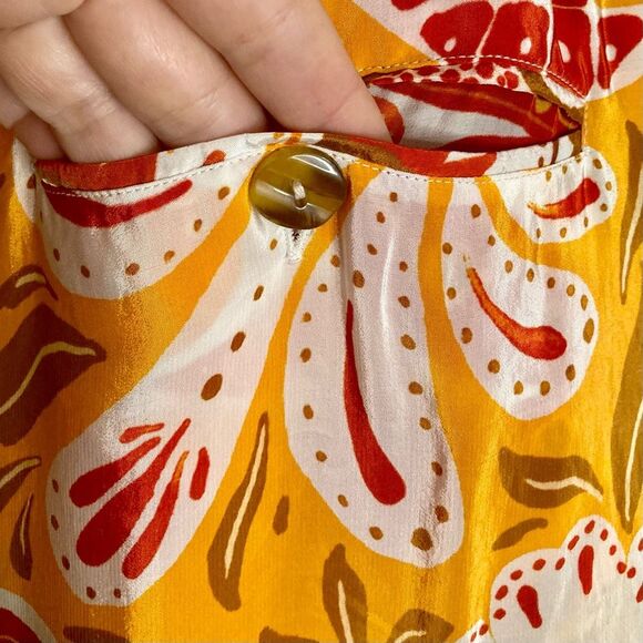 New FARM Rio Wonderful Scarf Pants Tassel Beaded Drawstring Tie Orange S or M - Picture 13 of 15